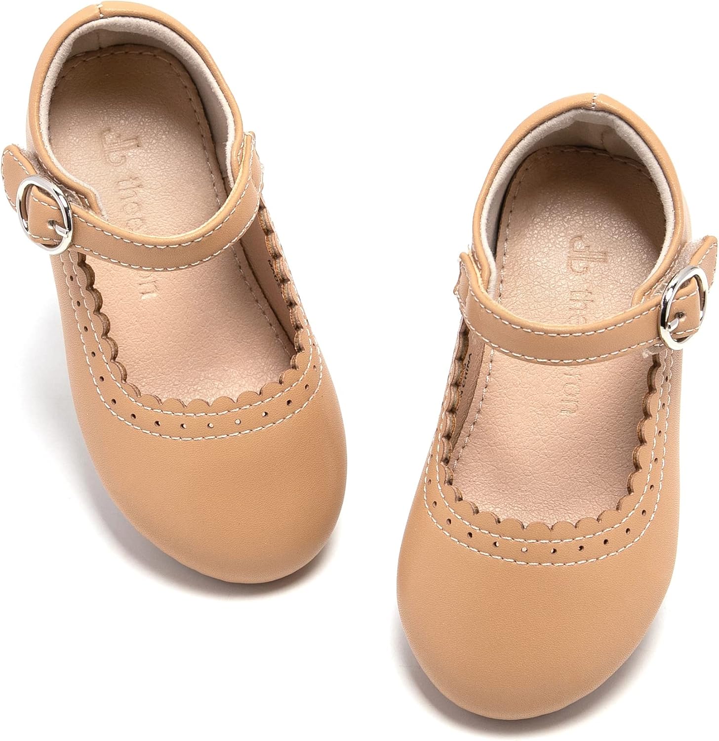 Toddler Mary Janes - Arch Support Leather Princess Shoes - Birthday Party Flats 12 Little Kid Ag211-brown
