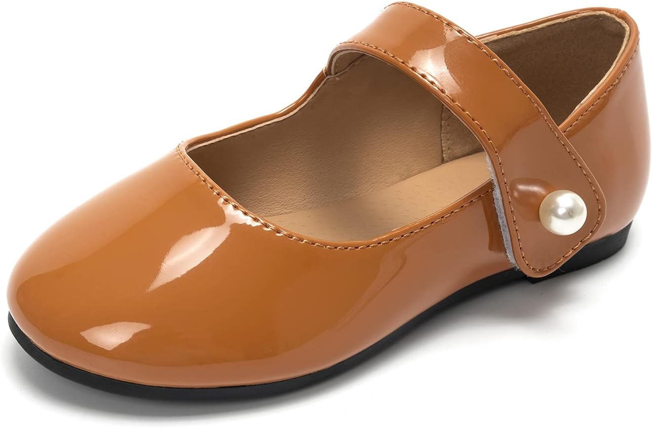 Toddler/Little Girl Mary Jane Dress Shoes Casual Slip on Ballet Flat 6 Toddler Brown