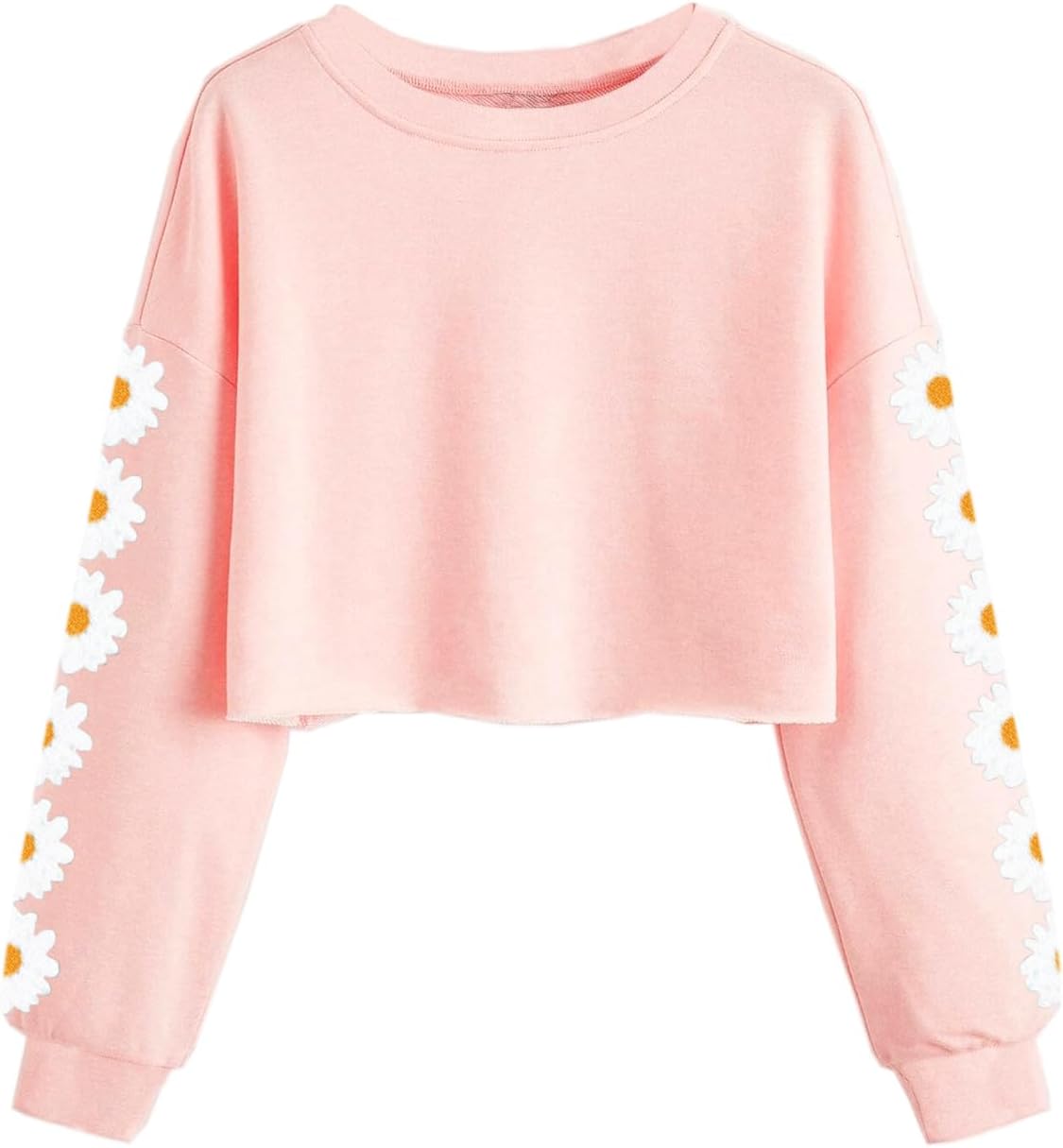 Kids Crop Tops Girls Long Sleeve Tee Shirts Cute Daisy Pinted Fashion Sweatshirt Pullover Top