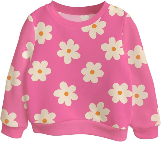 Toddler Girl's Floral Graphic Sweatshirt Crewneck Long Sleeve Pullover Cute Tops