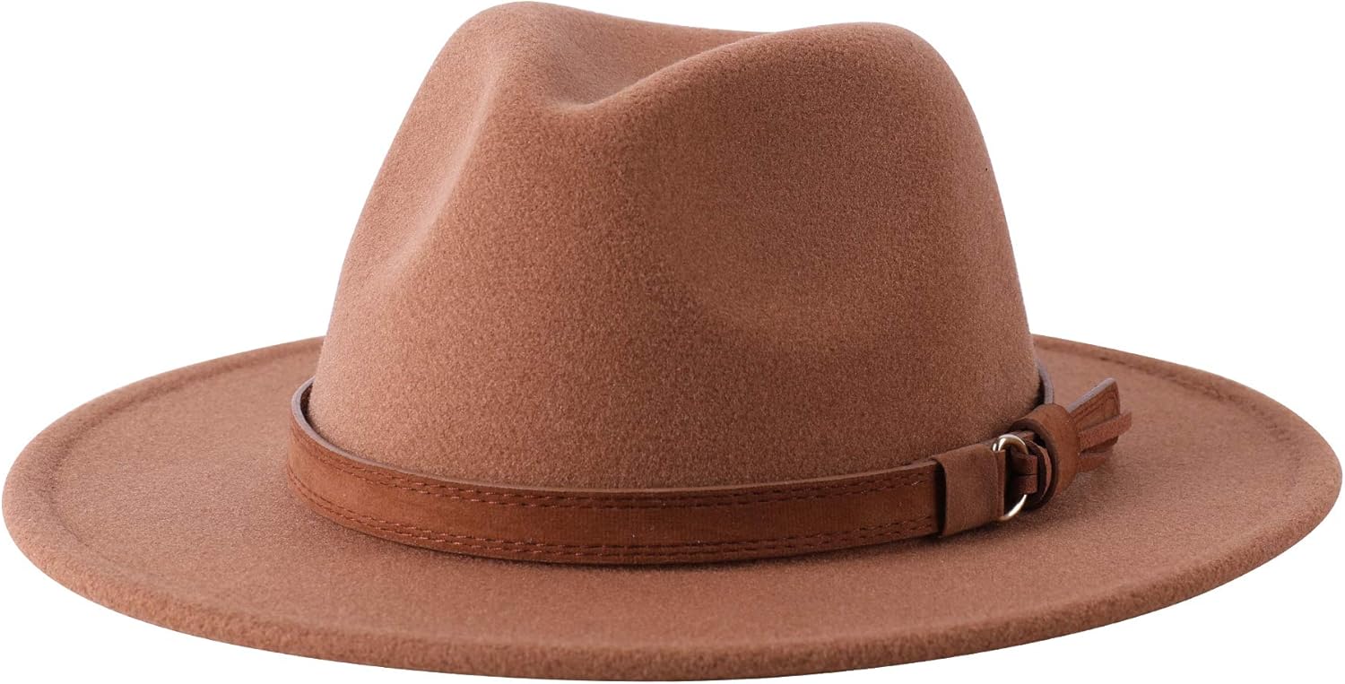 Kids Girls Boys Classic Wide Brim Bowknot Floppy Fedora Hat Wool Felt Bowler Cap