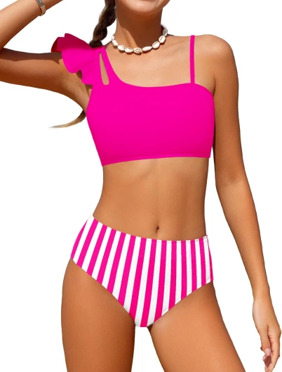Girls Swimsuits Two Piece Bikini Set Ruffle Bathing Suit with Adjustable Strap Quick Dry Beach Girls' Swimwear 5-16Y