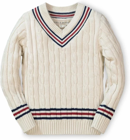 Hope & Henry Boys' Long Sleeve V-Neck Cricket Sweater