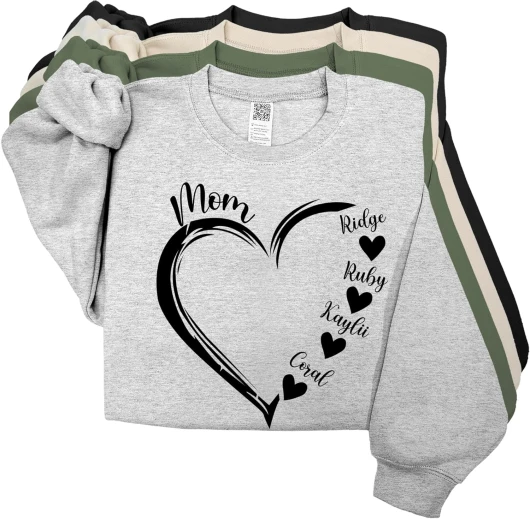 Custom Nickname Hearts Shirt, Personalized Nickname Grandma Mama Mom Sweatshirt Hoodies, Christmas Women Gifts