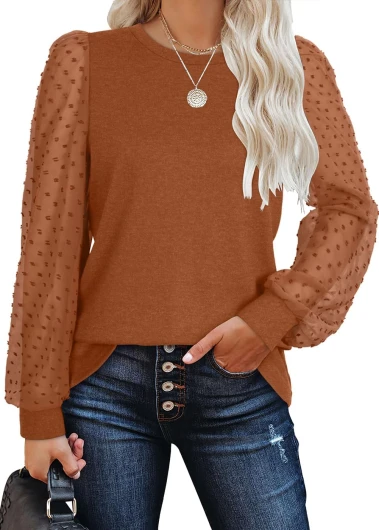 Long Sleeve Shirts for Women Tops Tunic Fall Trendy Crew Neck Clothes