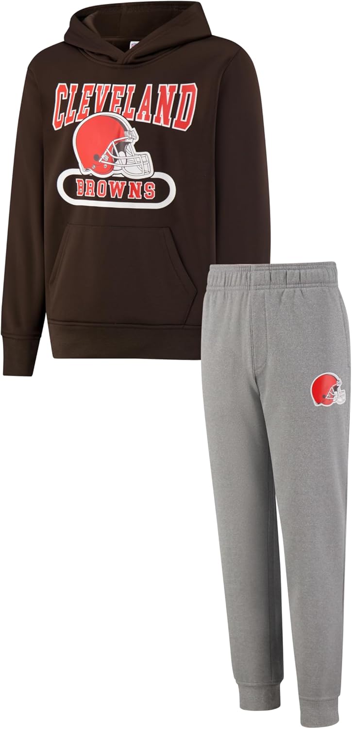 Youth NFL Official Extra Soft Fleece Pullover Hoodie Sweatshirt Cleveland Browns 18-20 Hoodie + Jogger Set
