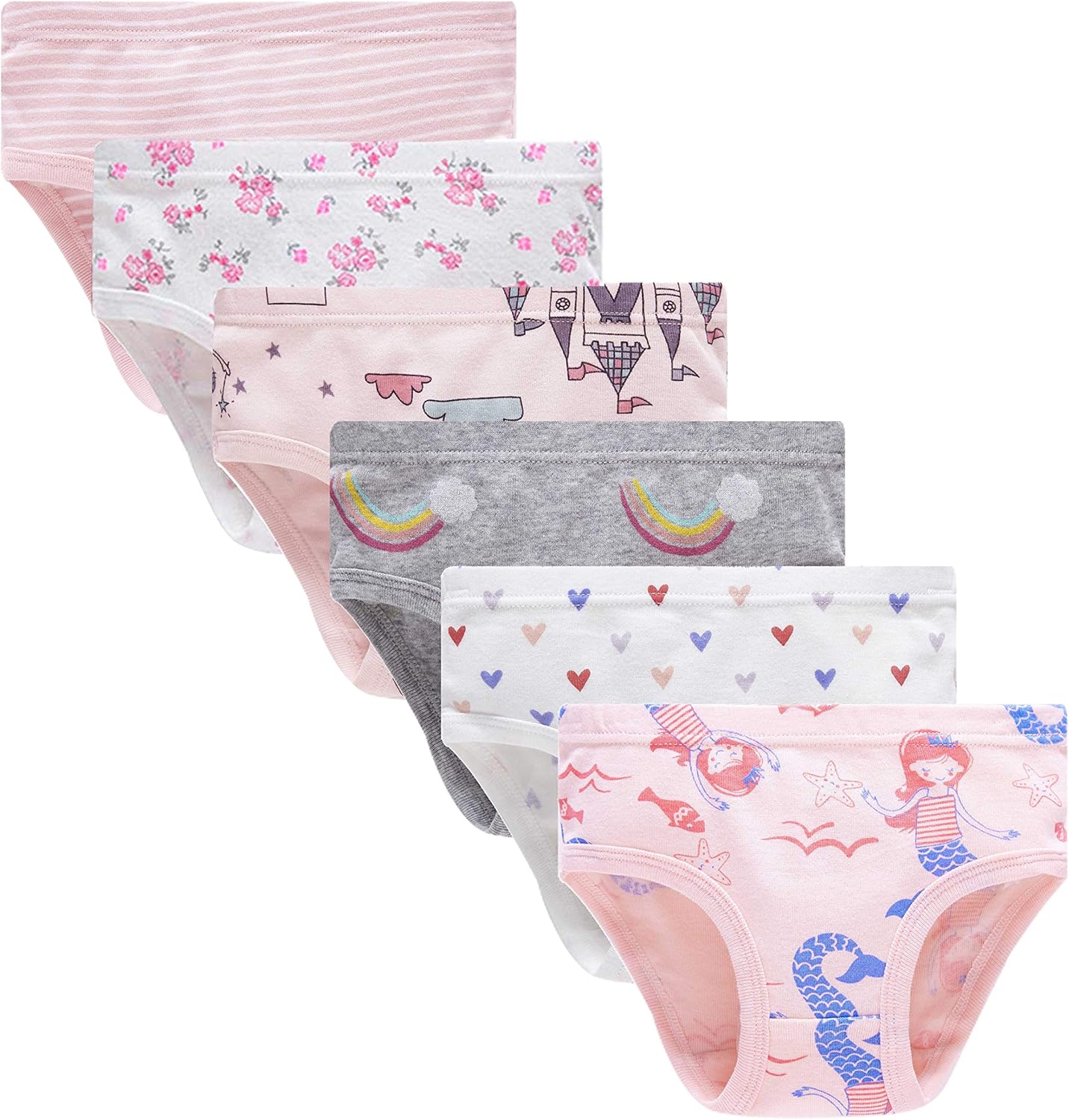 Little Girls' Soft Cotton Underwear Toddler Undies Kids panties 5 6 Pack - Fashion Assorted -D1