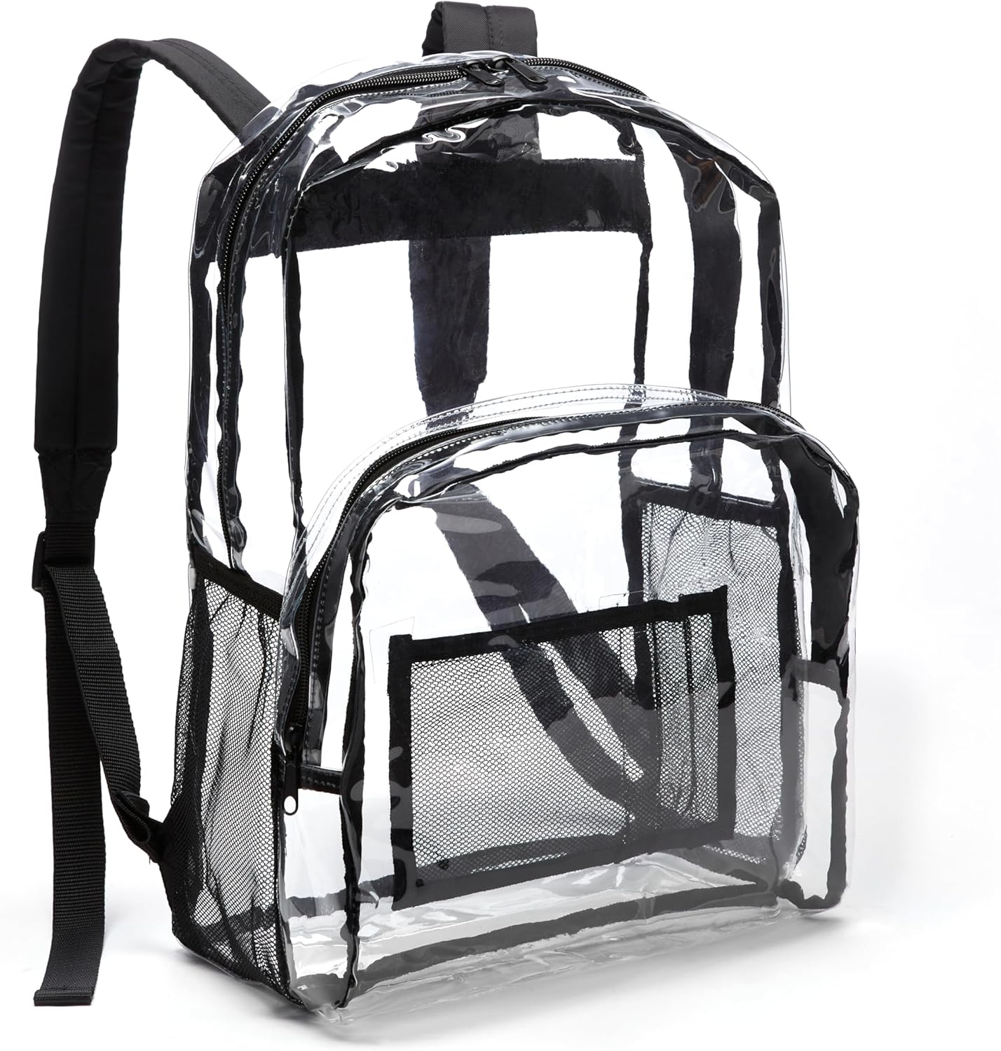 Transparent School Backpack, With Water-Resistant PVC Plastic Material and Ruggedly Reinforced Shoulder Straps, Clear