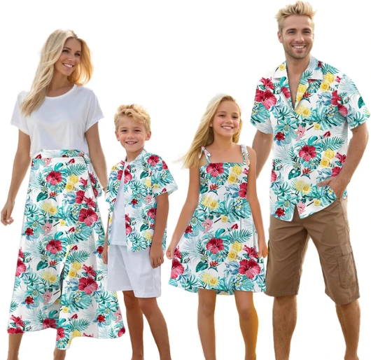 Matching Hawaiian Outfits for Family, Dad and Son Matching Luau Beach Tropical Shirts Mommy Daughter Tropical Sets