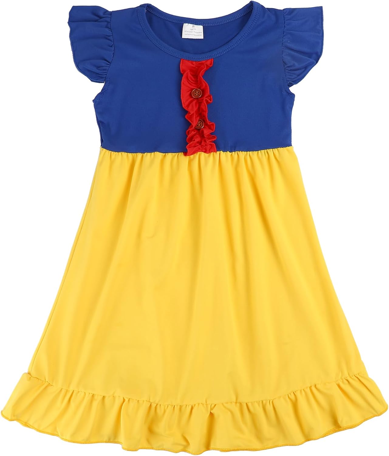 Toddler Girls Cotton Princess Dress Multi-Color Flutter Sleeve Summer Outfits 3-8Y