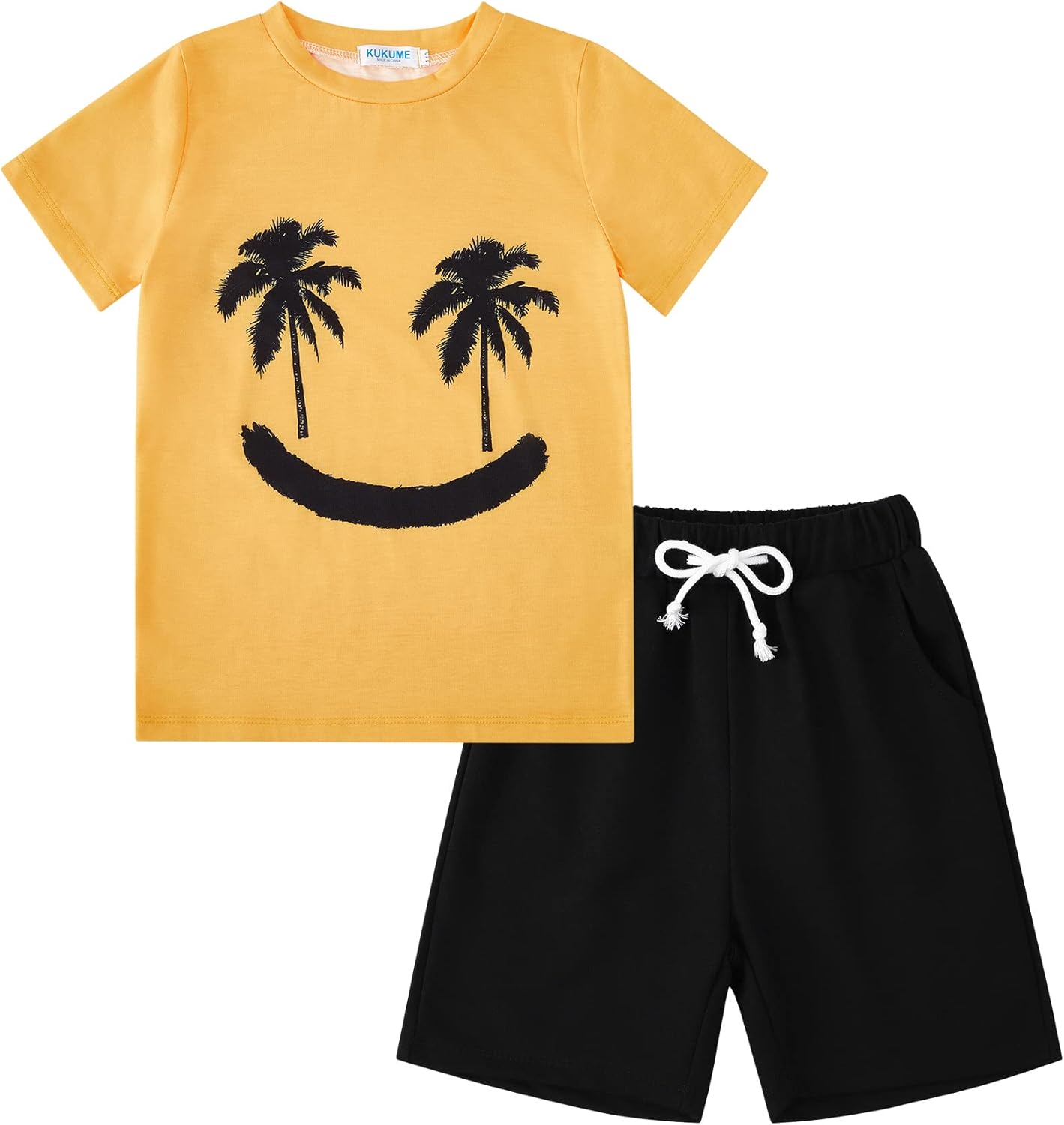Boy Shorts Sets Hawaiian Outfit Kid Leaves Floral Short Sleeve Shirt Top+shorts Suits