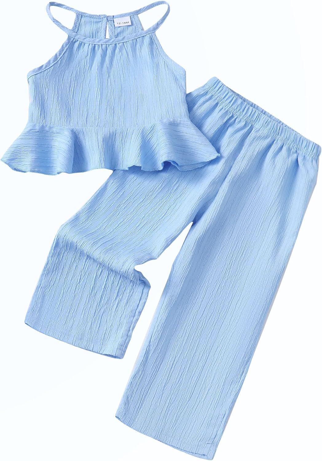Baby Girl Clothes Toddler Girl Summer Outfits Sleeveless Ruffle Halter Tops Wide Leg Pants Kids Clothing Set