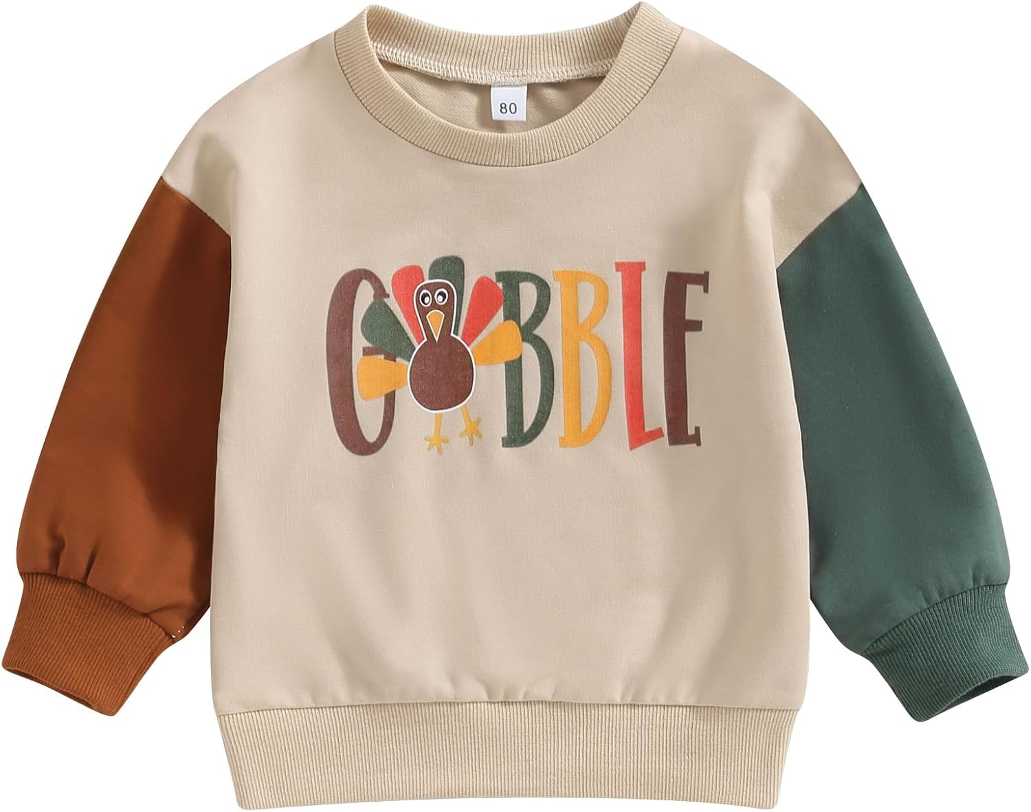 Toddler Baby Girl Boy Halloween Sweatshirt Long Sleeve Pumpkin Shirt Crewneck Sweater Retro Top Fall Outfit Khaki Turkey 3-4T