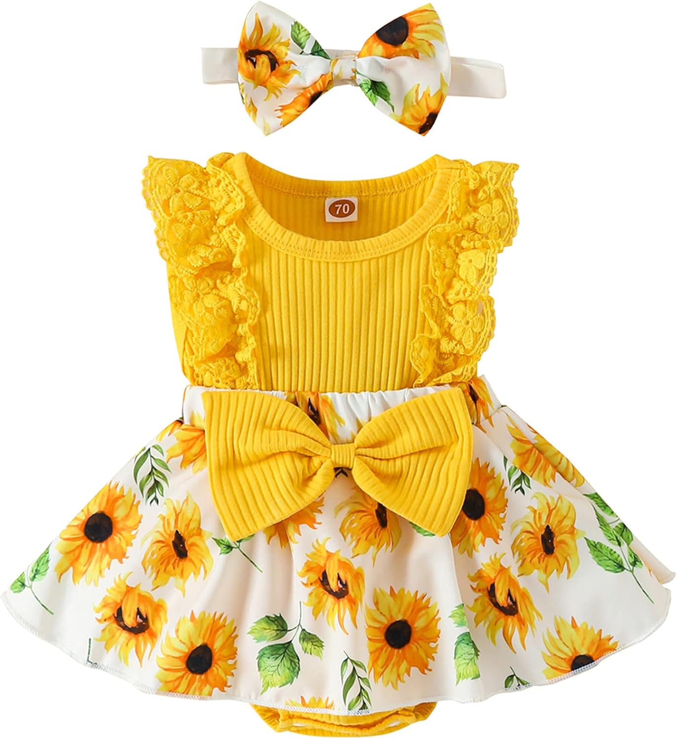 Baby Girl Summer Clothes Outfits Sleeveless Lace Floral Romper Dress Newborn Outfit