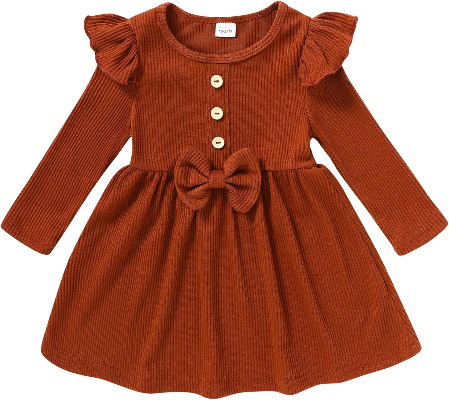 Toddler Baby Girl Sweater Dress Fall Winter Clothes Outfits for Little Girls Long Sleeve Crew Neck Knit Dress