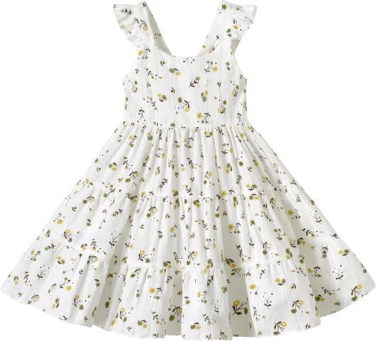 Kids Toddler Baby Girls Dress Ruffle Sleeveless Princess Dress 2024 Summer Beach Sundress