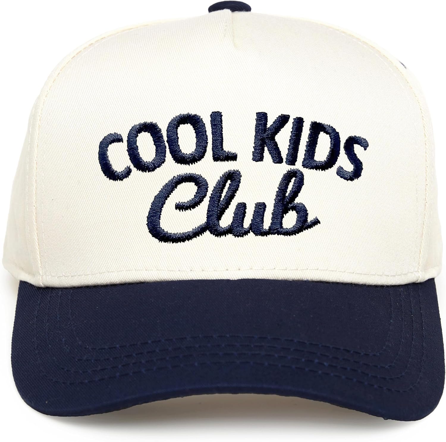 Premium Kids Trucker Hat Vintage Snapback Baseball Cap - Toddler Designs, Infant Sizes 12-24 Months Cool Kids Club - Navy/Beige