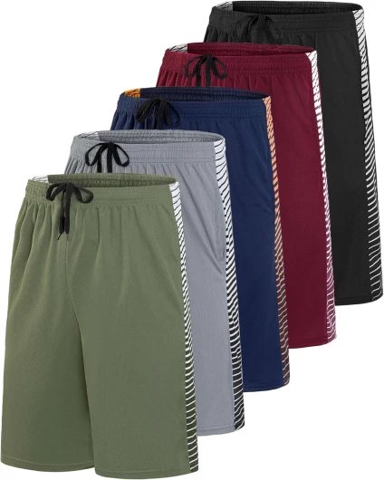 Boys' 5-Pack Mesh Active Athletic Performance Basketball Shorts with Pockets Large Set 14