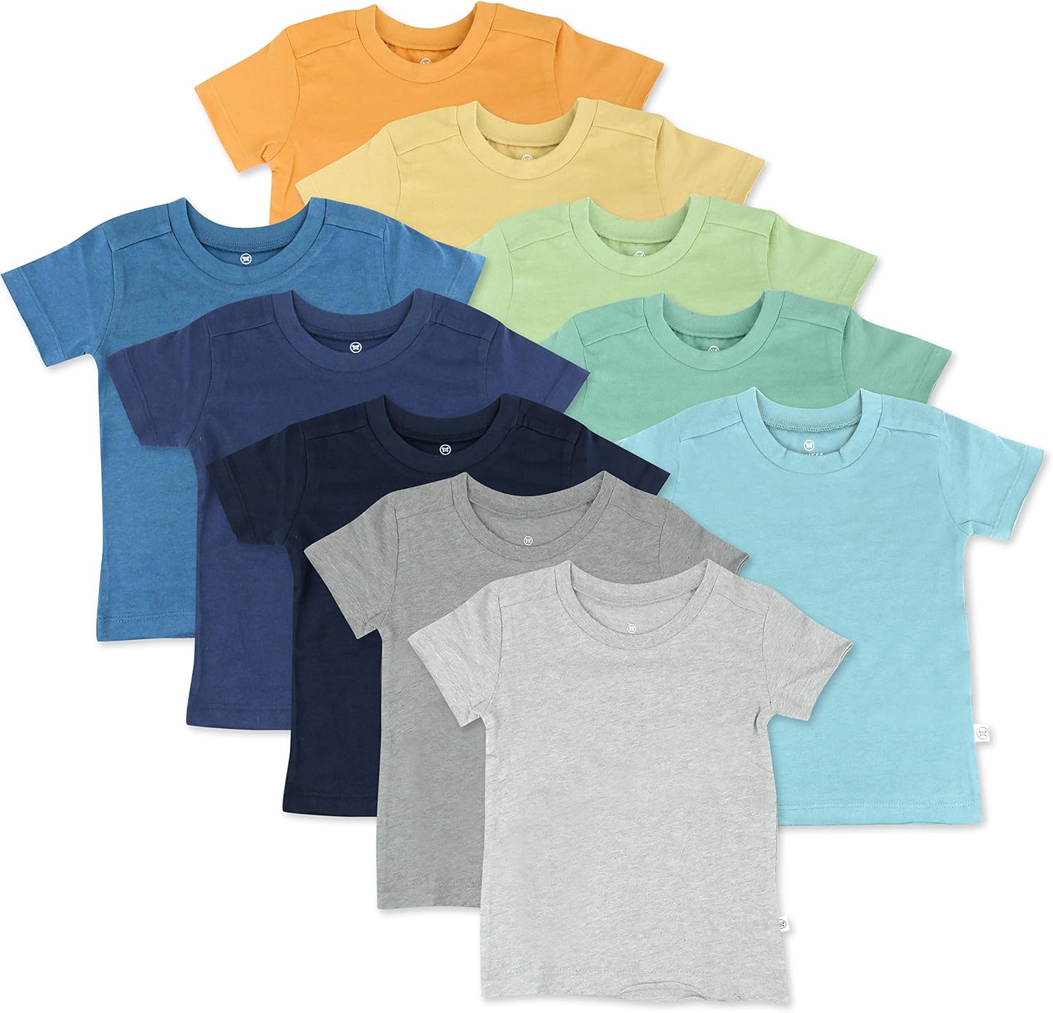 Multipack Short Sleeve T-Shirt Tee 100% Organic Cotton Infant Baby, Toddler, Little Kids Boys, Girls, Unisex 2T Rainbow Boy 10
