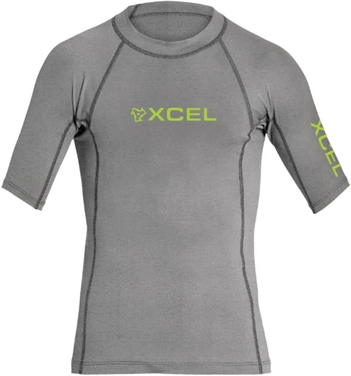 Kids Premium Stretch Solid Short Sleeve Performance Fit Rashguard 10 Heather Grey