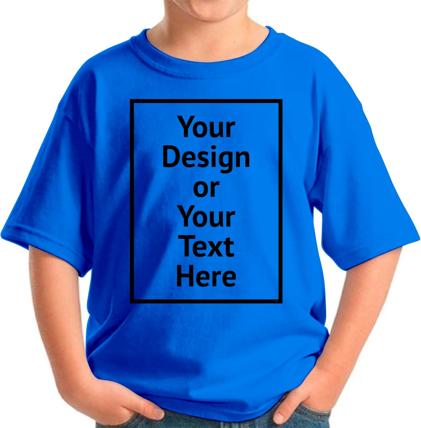 Custom Shirt for Kids Boys Girls Personalized Your Own Image Photo Text T-Shirt Front/Back Print X-Small Blue