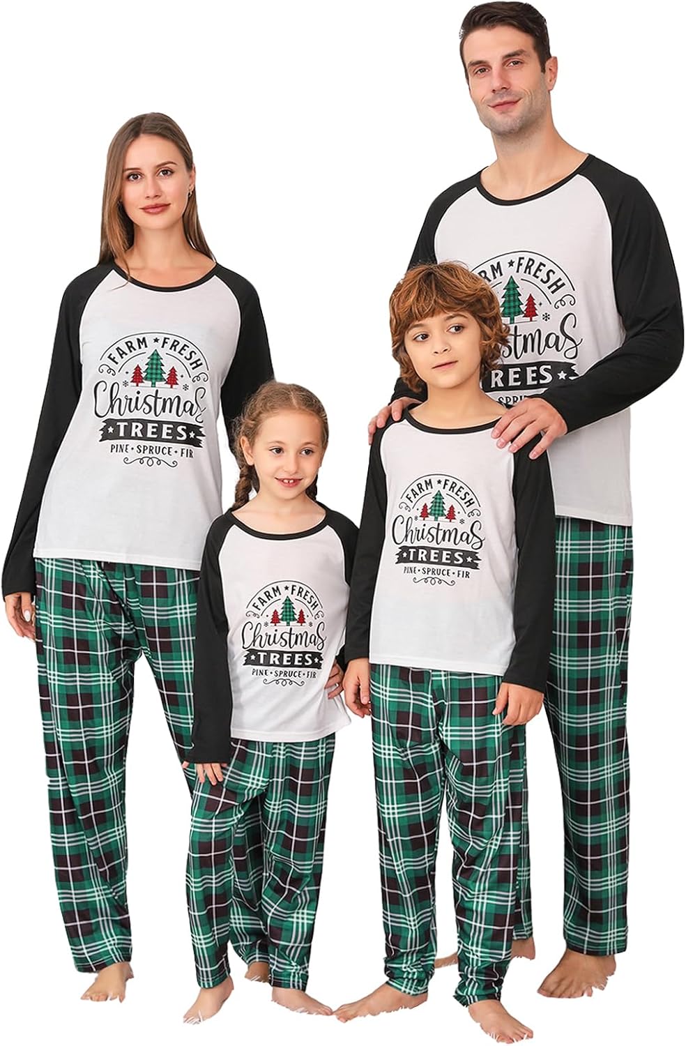 Family Christmas Pjs Matching Sets for Women/Men/Couples/Adults, Holiday Xmas Reindeer Elf Plaid Pajamas Sleepwear Youth 2-3T Green Tree