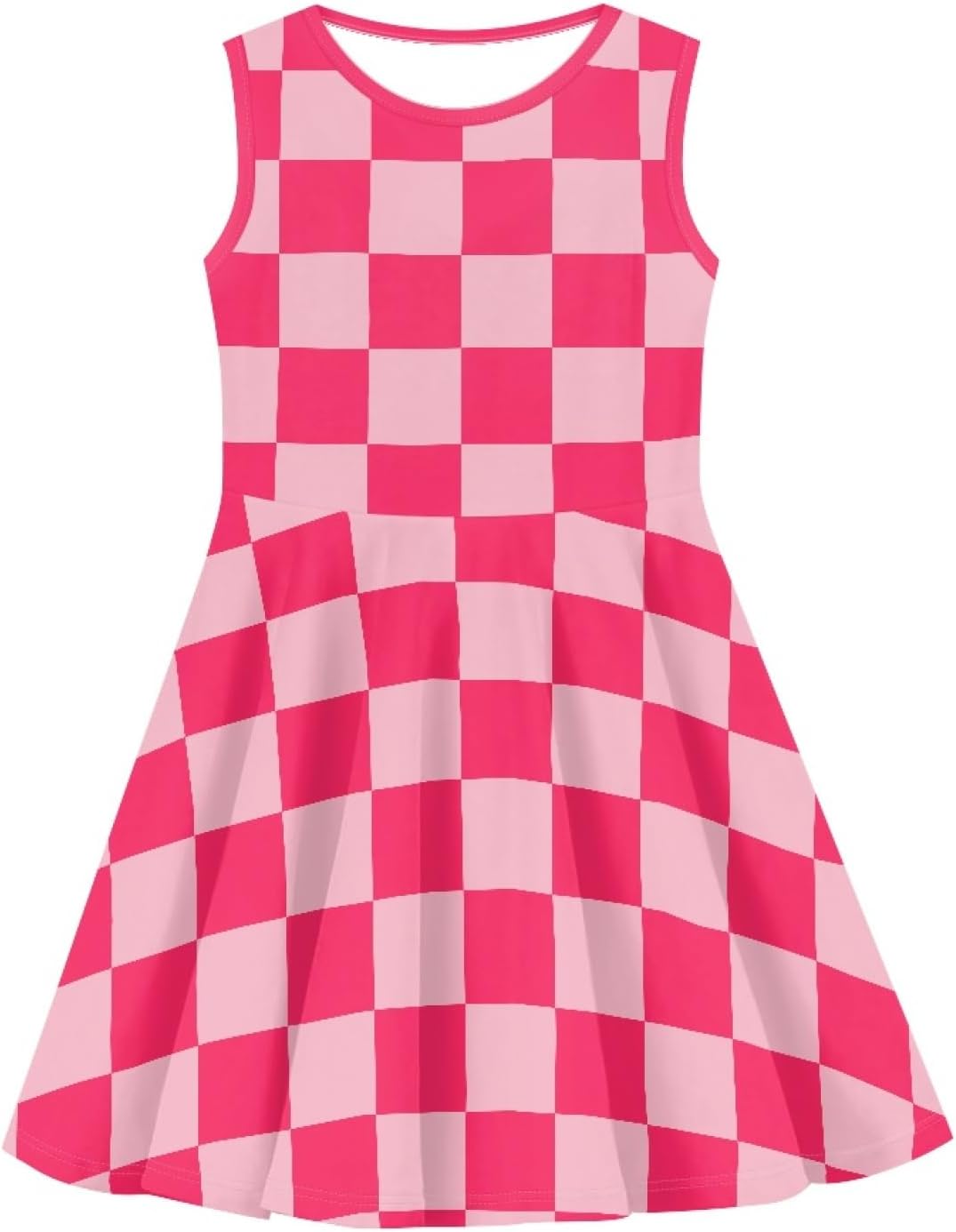Cute Sleeveless Dresses for Girls Summer A-Line Dress Casual Sundress for 3-16 7-8 Years Pink Checkered Plaid