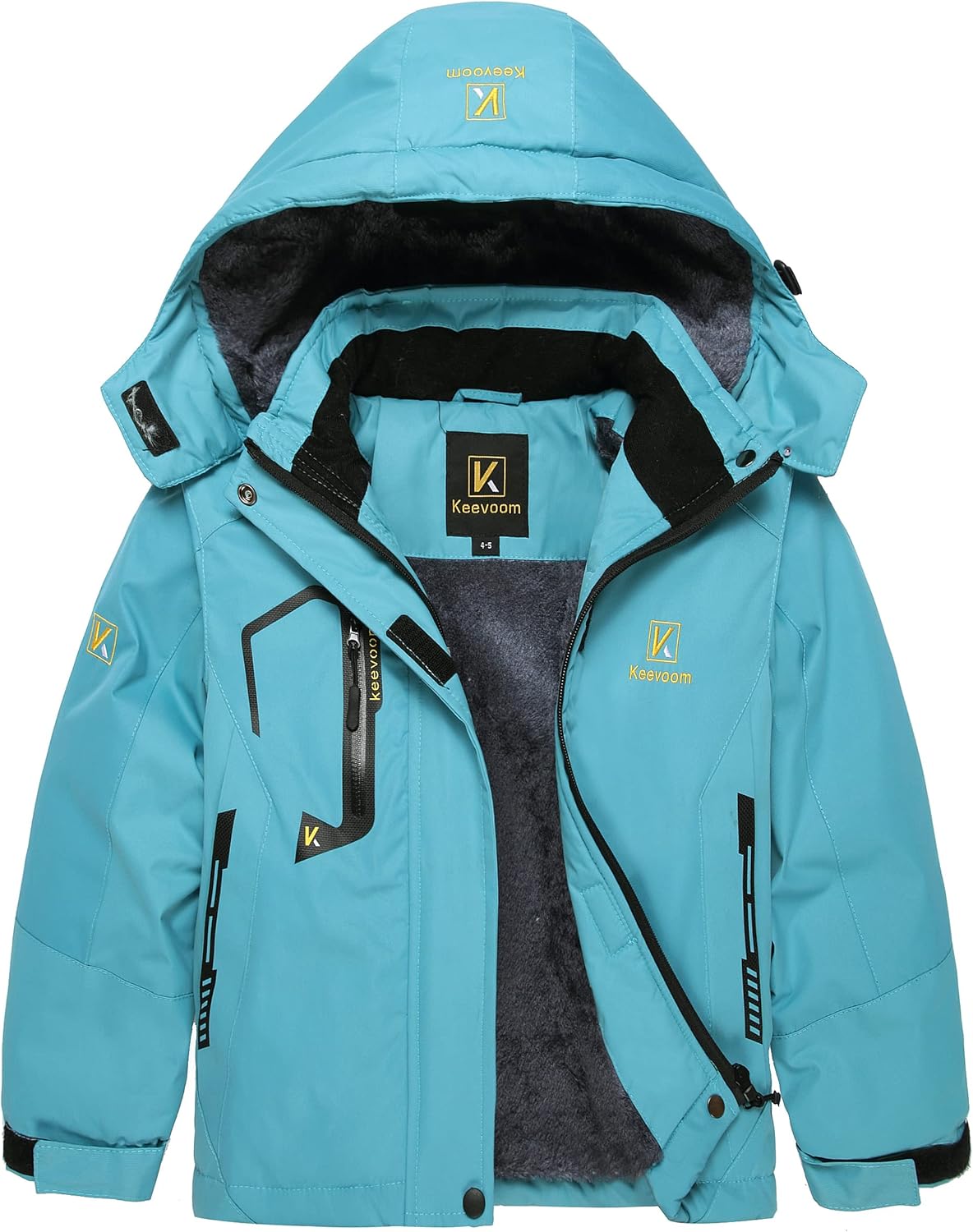 Girl's Waterproof Ski Jacket Fleece Snow Coat Windproof Warm Winter Snowboarding Jacket with Removable Hood 10-12 Blue