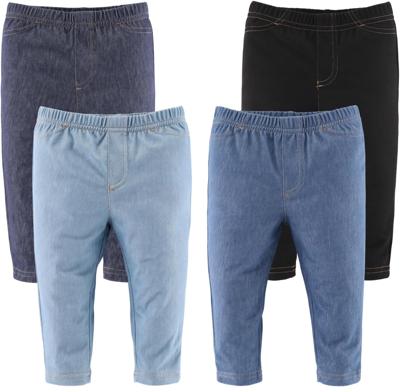 Baby Boys or Girls Jeggings Set - Soft Stretchy Pants Boy & Girl Leggings, Infant and Toddler Clothes - Denim 1962PAN4 Newborn