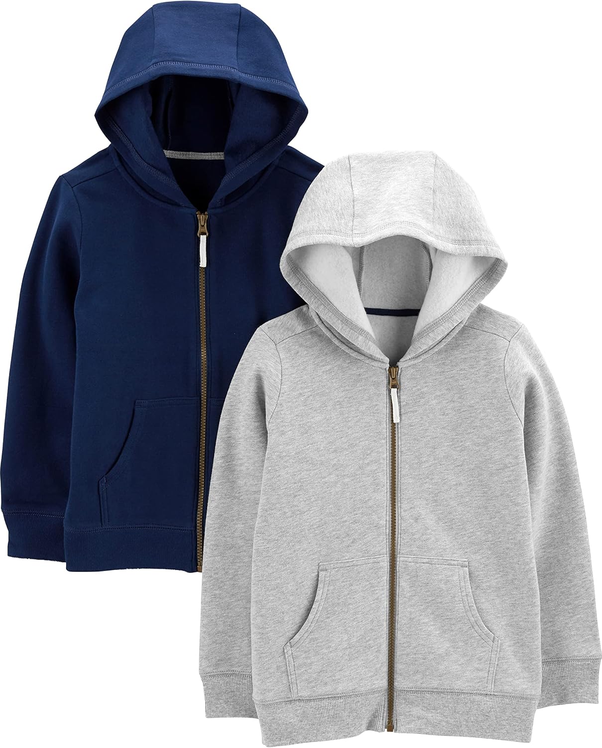 Simple Joys by Carter's Toddlers and Baby Boys' Fleece Full-Zip Hoodies, Pack of 2 4 Grey/Navy