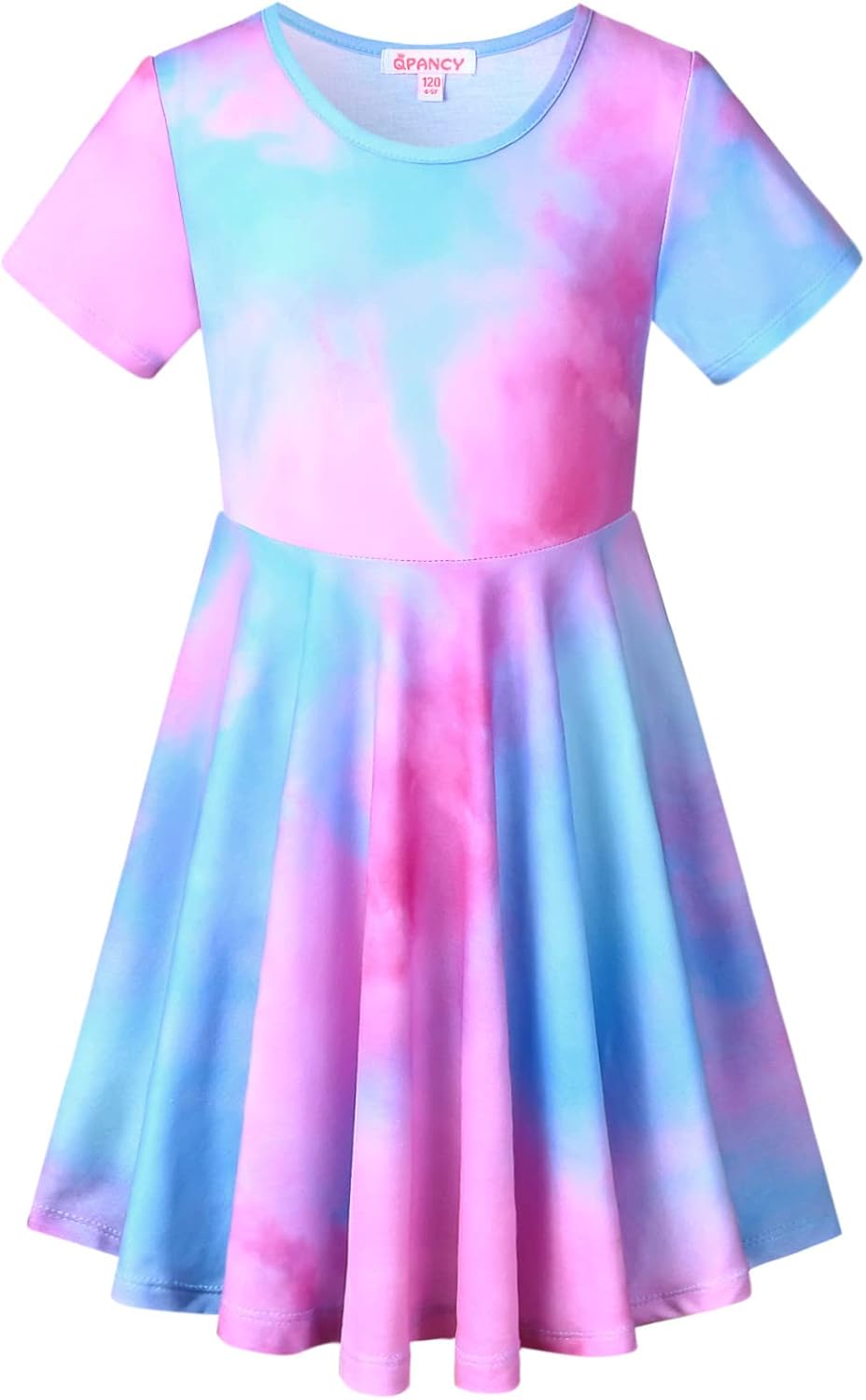 Girls Unicorn Dresses Summer Swing Short Sleeve Casual Clothes for Little Kids 4-5T Tie-dye W48