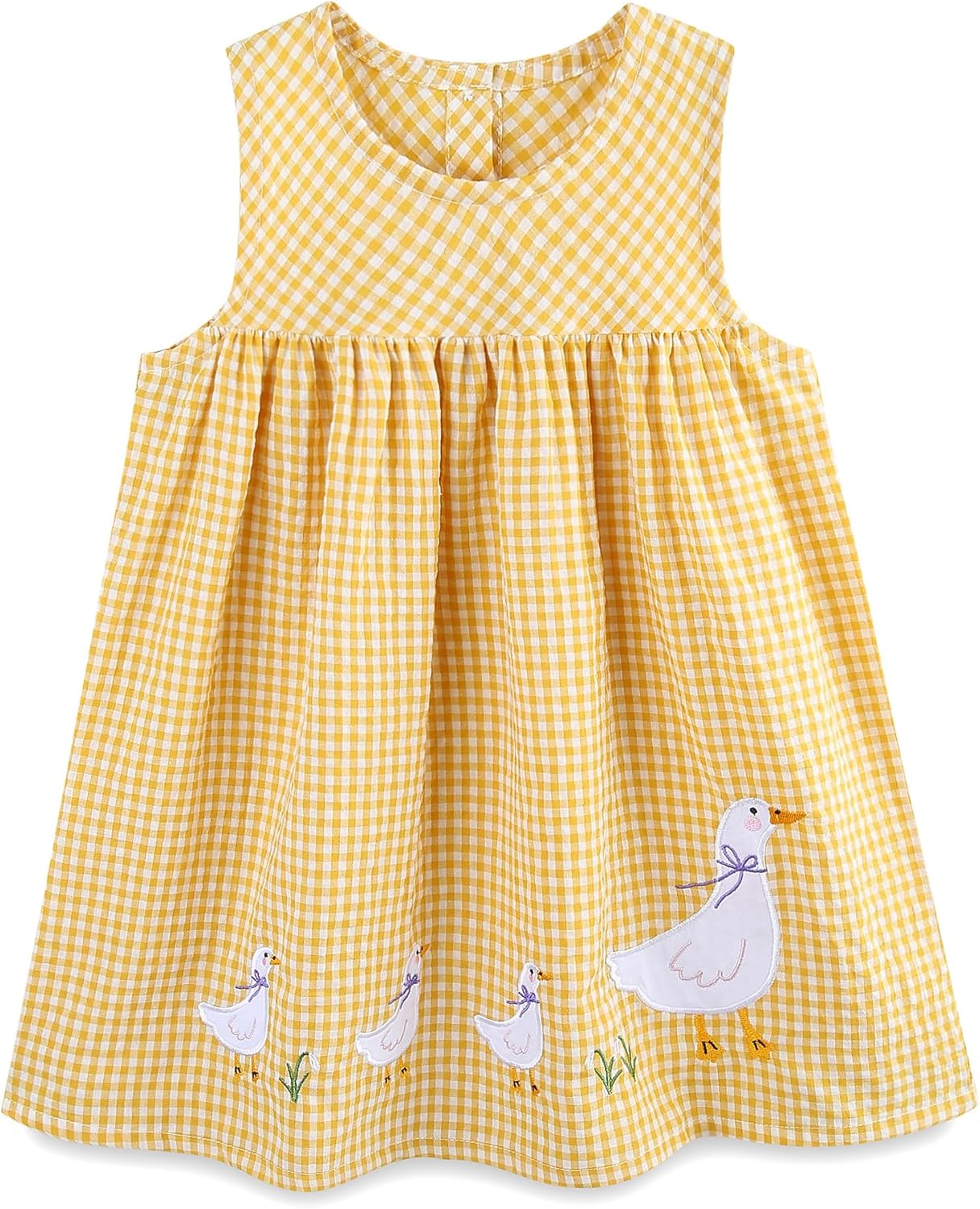 Toddler Girls Cotton Summer Short Sleeve Dress Cartoon Print Casual Jersey Dresses 5T Yellow Ducks