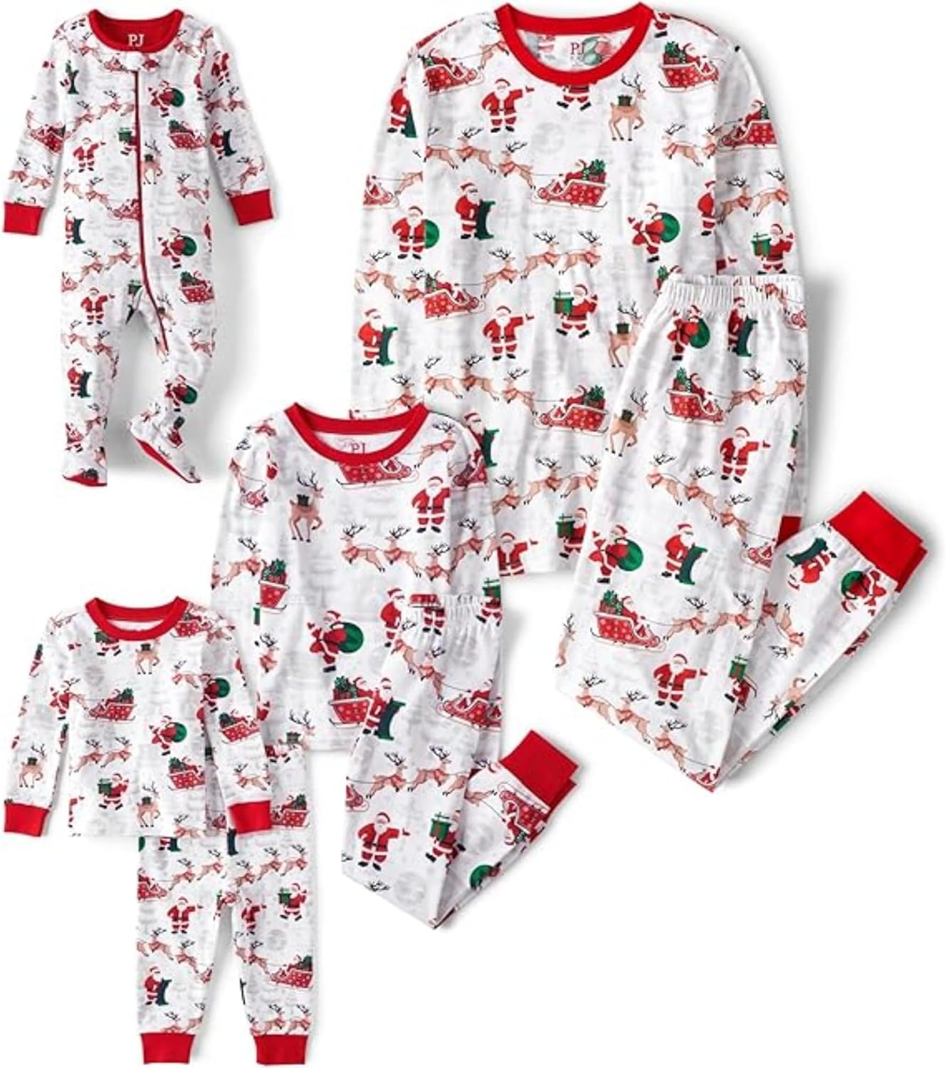 The Children’s Place Family Matching, Christmas and Holiday Pajama Sets, Cotton Baby/Toddler 2 Piece 5T Santa Sleds