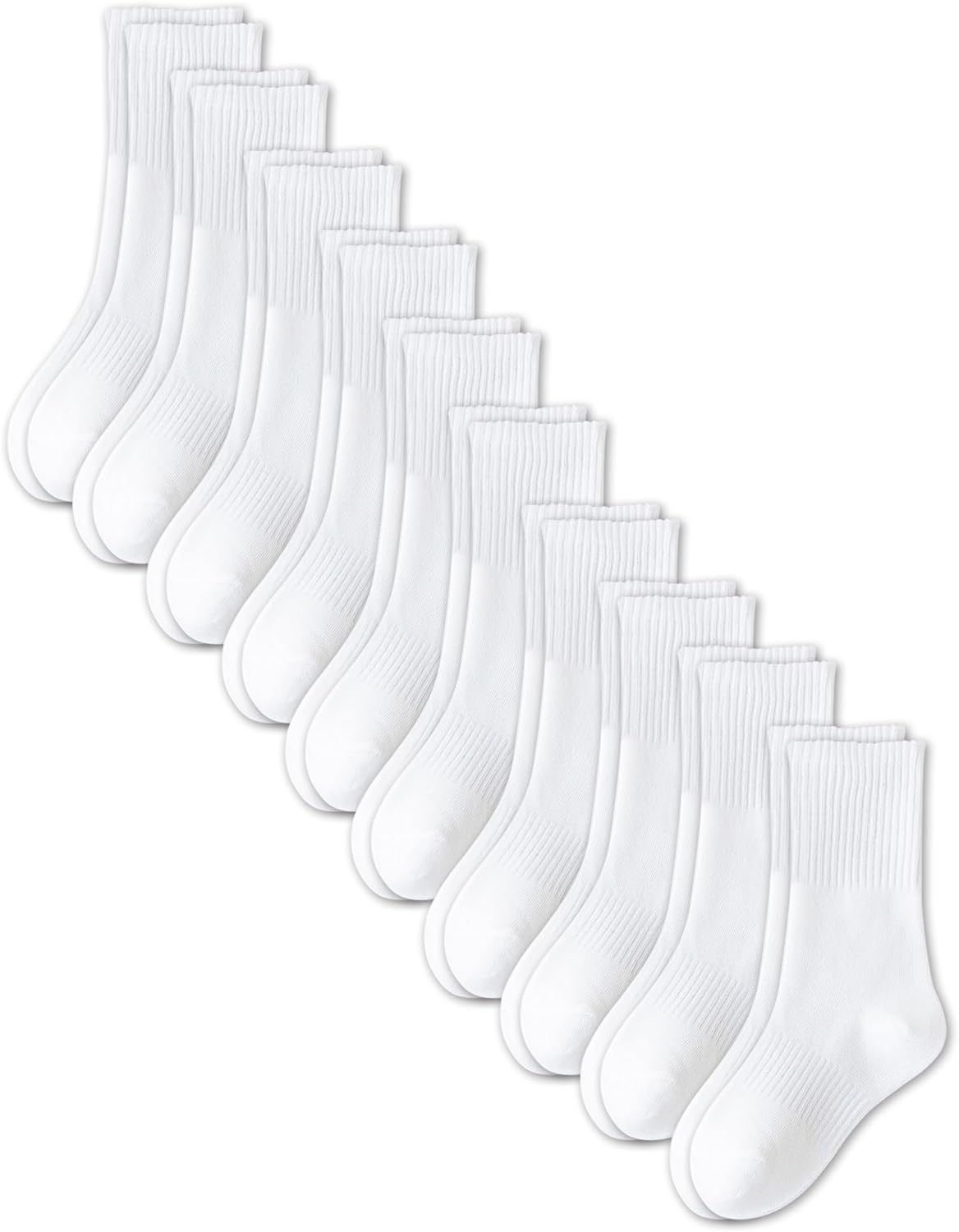 10 Pairs Boys Girls Soft Cotton Crew Dress Socks Seamless Toe School Socks Medium C02-white