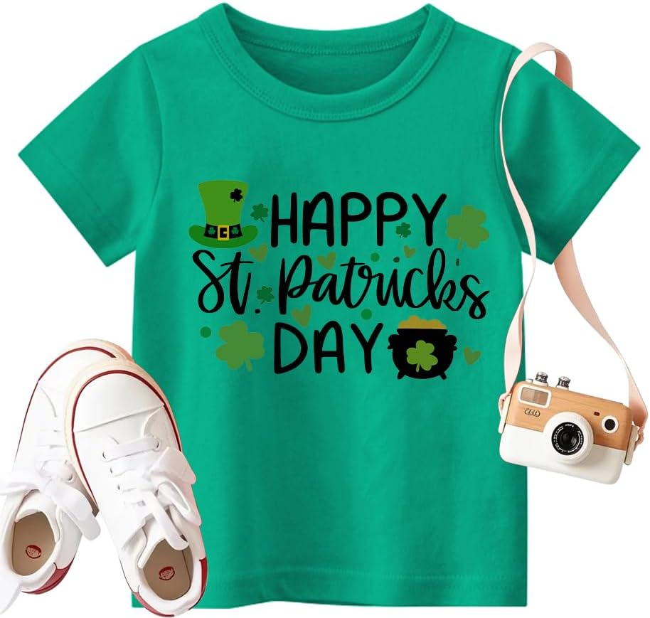 St Patricks Day Shirt Kids Toddler Boys Girls Shamrock Graphic T-Shirt Kid St Patty's Irish Tee Lucky Tops Green-b 4T