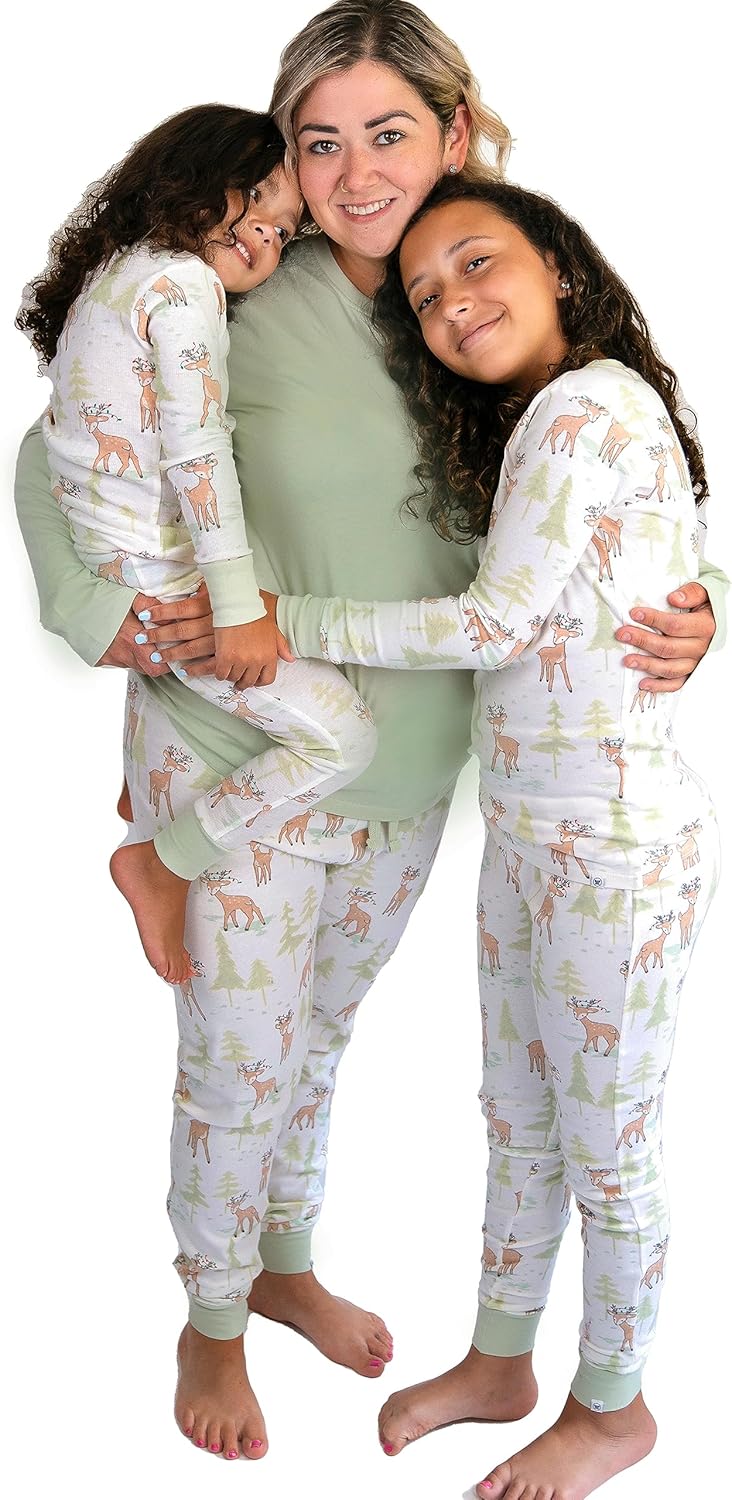 Family Matching Organic Cotton Holiday Pajamas Baby/Toddler 5T Reindeer Lights