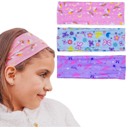 3 Toddler Headbands for Girls, Wide Elastic Cloth Hair Bands for Kids, Soft Stretch Fabric Head Band Hair Accessories for Children, Cute Sports Yoga Unicorn Butterfly Little Girl Headband Unicorn/Butterfly/Princess