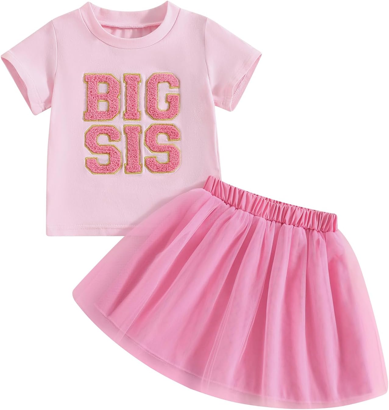 Big Sister Outfits For Toddlers Girls Kids Big Sister T-Shirt &Tulle Tutu Skirt Dress Sister Matching Clothes Set 5-6 Years Big Sister Outfit-pink