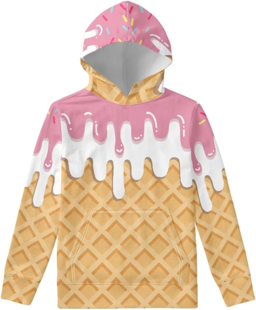 Unisex Girls and Boys Long Sleeve Hoodies Hoody Athletic Pullover Sweatshirts Tops Age 6-16year Colorful Ice Cream 8-10 Years