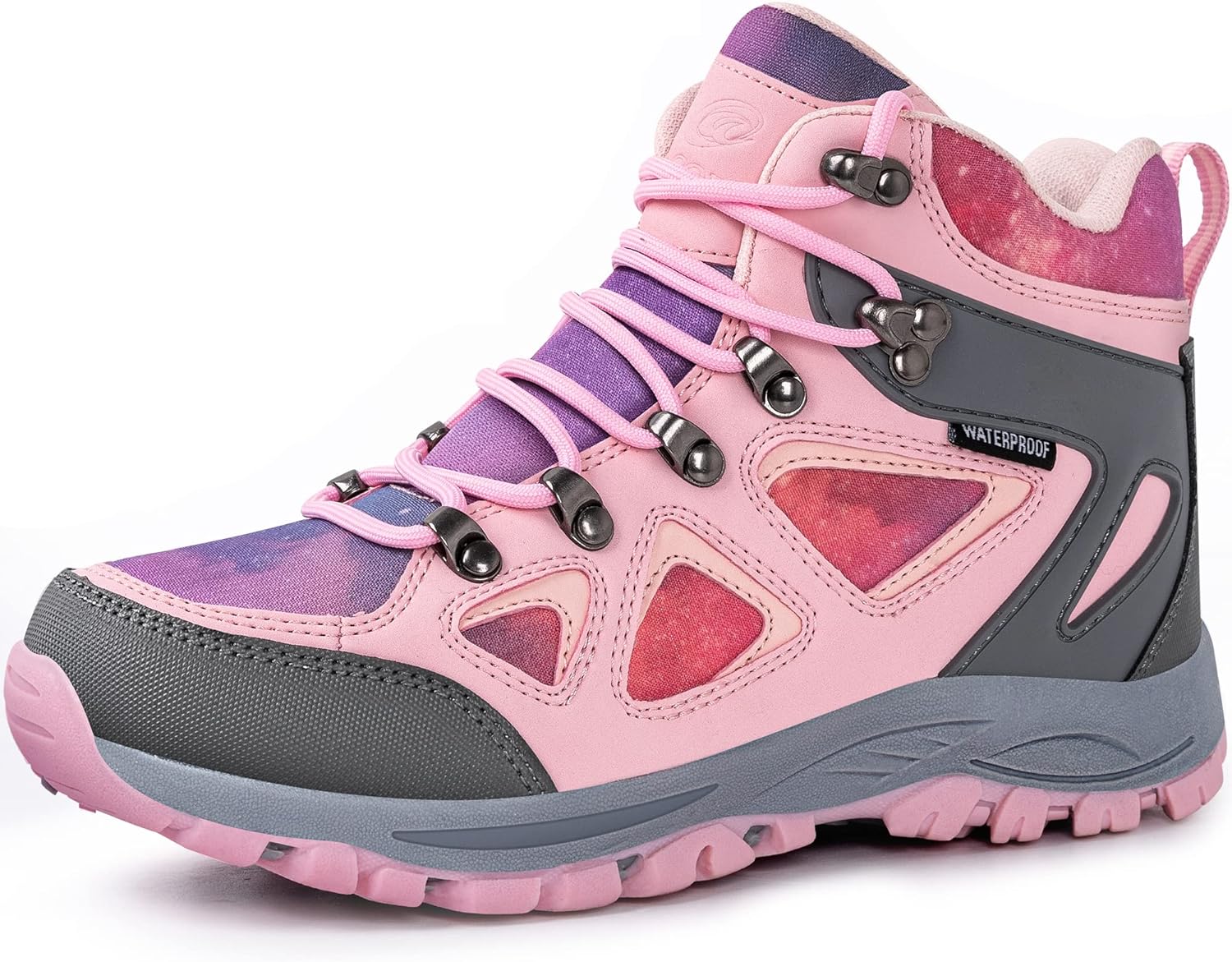 Kids Hiking Boots Girls Hiking Boots Waterproof Non-Slip for Outdoor Lace-Up Closure Durable TPR Traction Outsole Kids Hiking Shoes 2 Little Kid Pink
