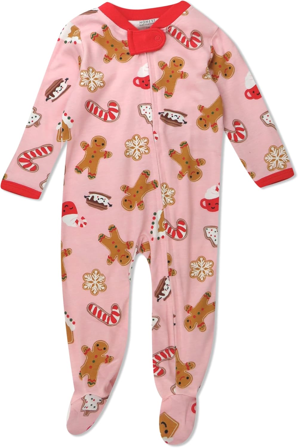 Baby Holiday Sleep & Play Footed One-Piece Pajama Sleeper 100% Organic Cotton 3-6 Months Pink Gingerbread