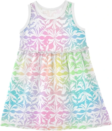 Ombre Colorful Floral Girls Dresses Casual Toddler Summer Dresses Outfits for Little Kids 2-8T Multicolor 3