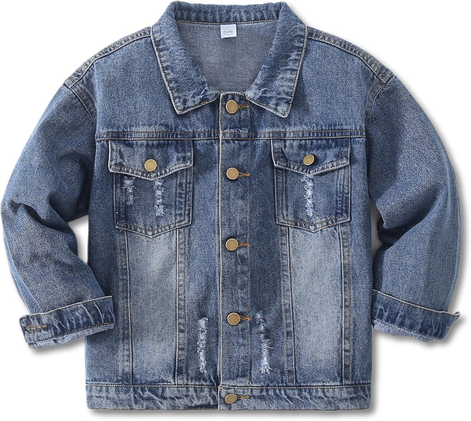 Girls Boys Jean Jacket for (4-14 Years Kids) Trendy Cozy Soft Ripped Denim Coat Casual Outerwear School Travel Teen Gift 9-10 Years Blue