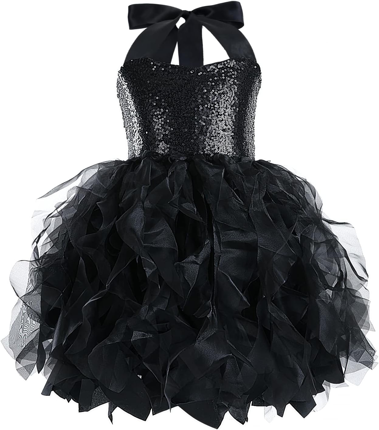 Tutu Dress for Girls Sparkly Sequin Tulle Princess Birthday Party Prom Outfit Toddler Girls Sneaker Ball Gown Dress 8 Years Black