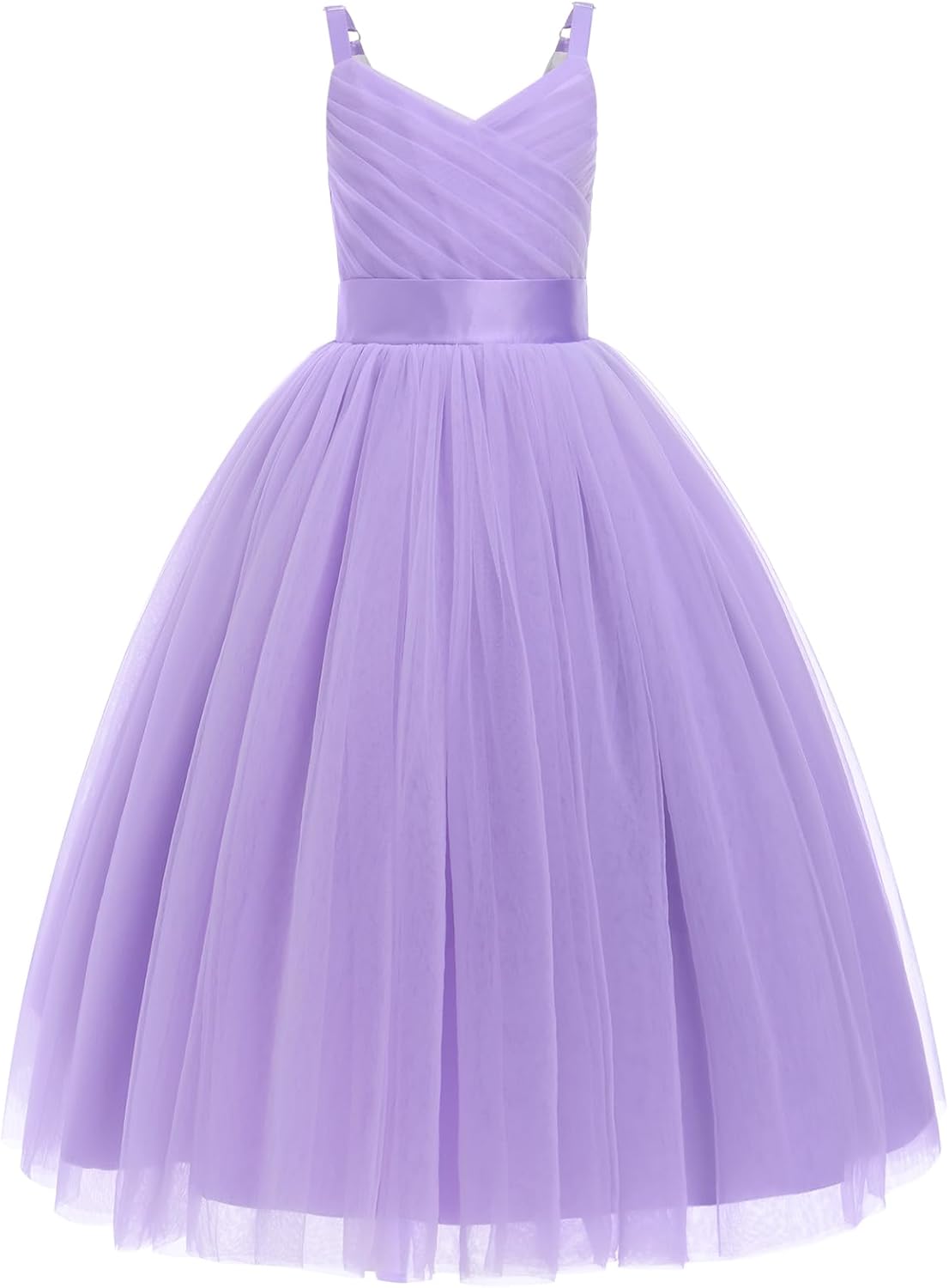 Girls Flower Vintage Floral Lace 3/4 Sleeves Floor Length Dress Wedding Party Evening Formal Pegeant Dance Gown Lavender 7 Years
