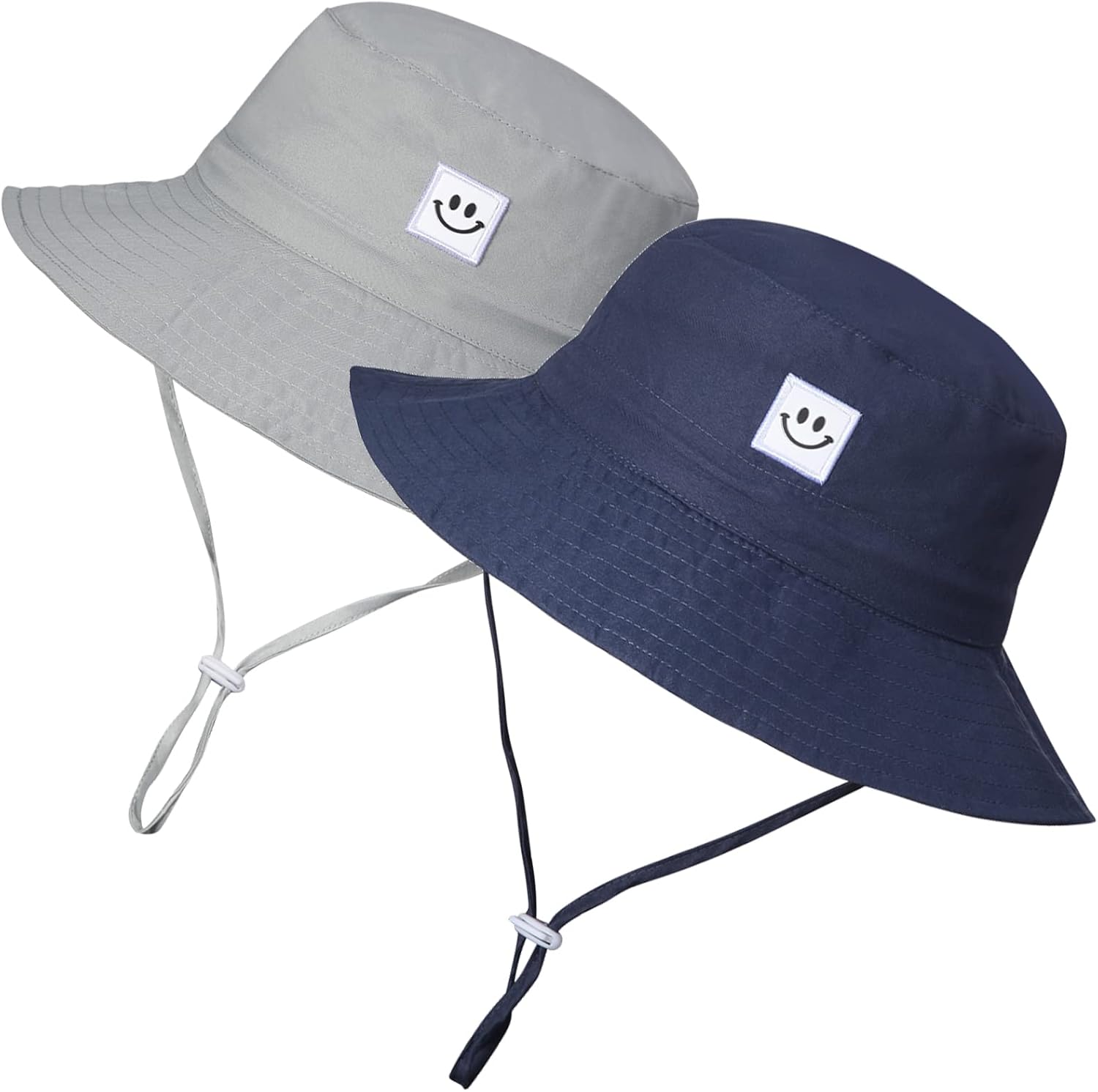 Baby Sun Hat Smile Face UPF 50+ Toddler Bucket Hat for Boys Girls 0-7 Years 2-7 Years 2pack Smile Face Grey /Navy