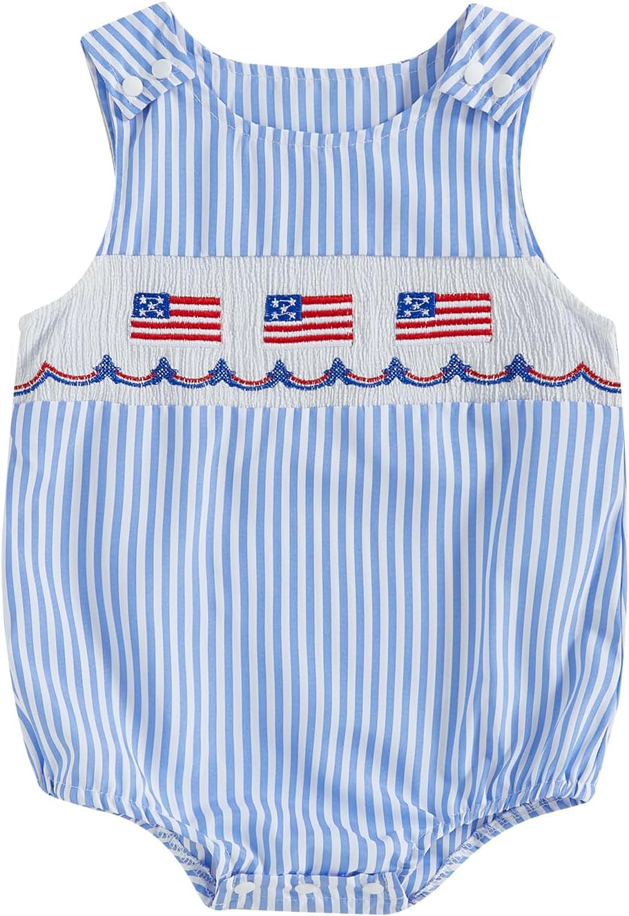 Baby Girl Pumpkin Embroidery Jumpsuit Halloween Sleeveless Round Neck Plaid Tank Romper Striped Blue 6-12 Months