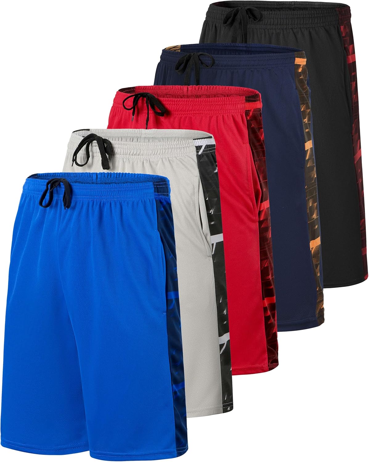 Boys' 5-Pack Mesh Active Athletic Performance Basketball Shorts with Pockets X-Small Set 4