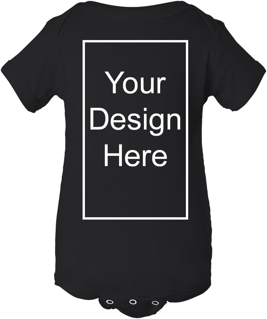 Add Your Own Text and Design Custom Personalized Baby Rib Infant Bodysuit 0-3 Months Black