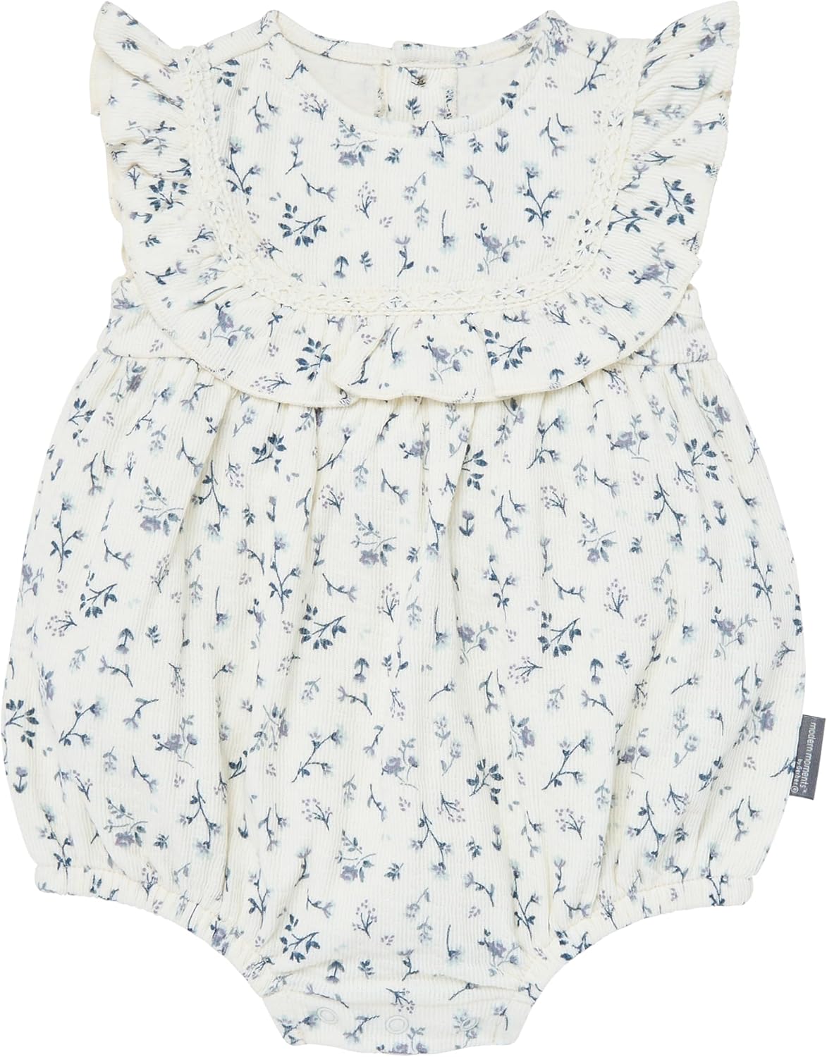 Baby Girls Ruffle Bodice Bubble Romper 18 Months Ivory Blue Ditsy